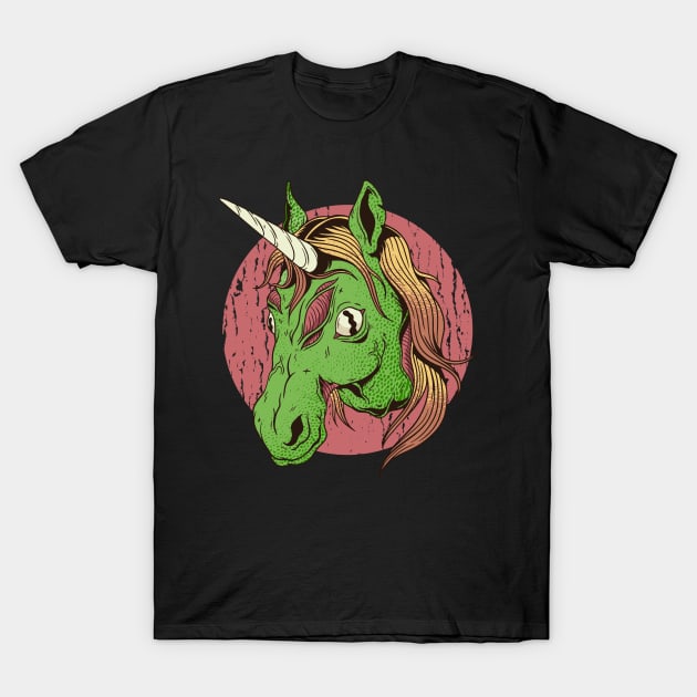 Zombiecorn Retro Creepy Halloween Zombie Unicorn T-Shirt by M n' Emz Studio